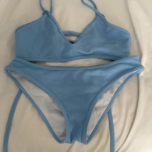 Zaful blue ribbed bikini